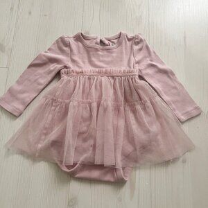 Baby Gap Light Mauve Long Sleeve Tulle Onesie/Dress Size 12-18 Months